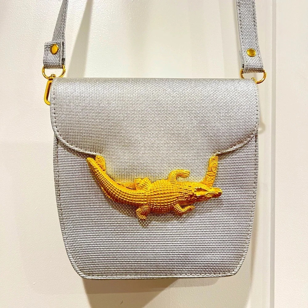 Vintage Crocodile Clasp Silver Purse Mob Wife vibes